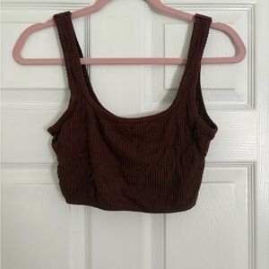 Abercrombie & Fitch Dark Maroon Ribbed Crop Top